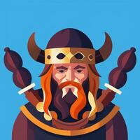 ai gerado viking jogador logotipo avatar grampo arte ícone adesivo decoração simples fundo foto