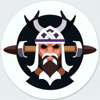 ai gerado viking jogador logotipo avatar grampo arte ícone adesivo decoração simples fundo foto