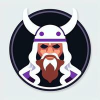 ai gerado viking jogador logotipo avatar grampo arte ícone adesivo decoração simples fundo foto