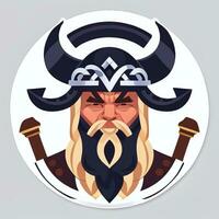 ai gerado viking jogador logotipo avatar grampo arte ícone adesivo decoração simples fundo foto