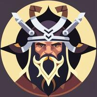 ai gerado viking jogador logotipo avatar grampo arte ícone adesivo decoração simples fundo foto