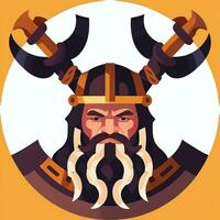 ai gerado viking jogador logotipo avatar grampo arte ícone adesivo decoração simples fundo foto