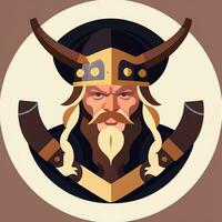 ai gerado viking jogador logotipo avatar grampo arte ícone adesivo decoração simples fundo foto