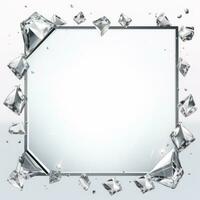 uma quadrado quadro, Armação cercado de diamantes em uma branco fundo generativo ai foto