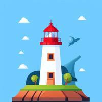 ai gerado farol logotipo avatar grampo arte ícone adesivo decoração simples fundo foto