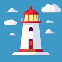 ai gerado farol logotipo avatar grampo arte ícone adesivo decoração simples fundo foto