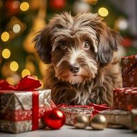 festivo Natal decoração Ideias para uma alegre feriado temporada. ai gerado. foto