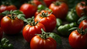 fechar-se alta resolução imagem do fresco grande vermelho tomates. ai gerado. ai generativo. foto