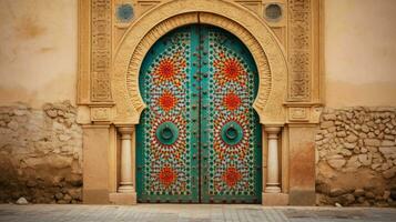 ai gerado lindo velho e vintage marroquino casa porta foto