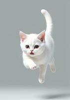 pulando gato isolado em uma branco fundo. ai gerado foto