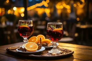 festivo quente ponderado vinho com citrino deleite - generativo ai foto