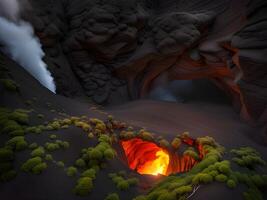 ai gerado Visão do lindo lago dentro a montanhas foto