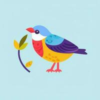 ai gerado colorida pássaro logotipo avatar grampo arte ícone adesivo decoração simples fundo foto