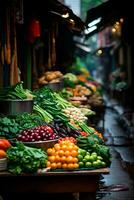 ai gerado ásia Comida mercado, fresco legumes e frutas - ai gerado imagem foto