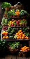 ai gerado ásia Comida mercado, fresco legumes e frutas - ai gerado imagem foto