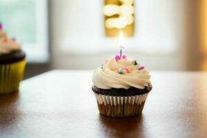 ai gerado Bolinho aniversário. pró foto