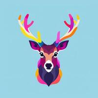 ai gerado veado chifre veado animal logotipo ícone adesivo decoração grampo arte simples fundo foto