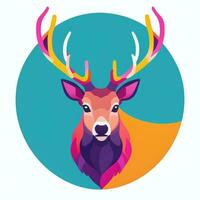 ai gerado veado chifre veado animal logotipo ícone adesivo decoração grampo arte simples fundo foto