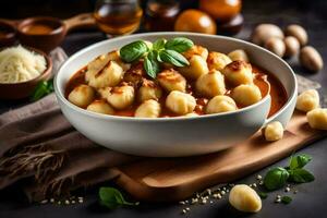 italiano Comida dentro uma tigela. gerado por IA foto