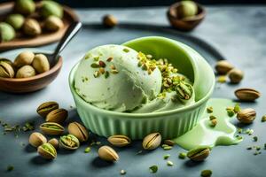 pistache gelo creme com pistachios e nozes. gerado por IA foto