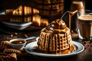 a melhor waffles dentro a mundo. gerado por IA foto