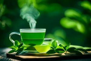 verde chá benefícios - a saúde benefícios do verde chá. gerado por IA foto