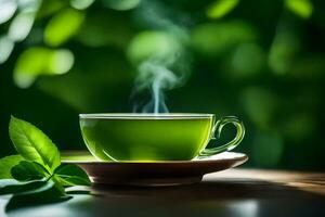 a saúde benefícios do verde chá. gerado por IA foto