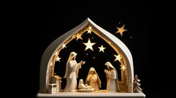 ai generativo Natal estrelado natividade cena diorama retratando a história do Jesus' nascimento foto