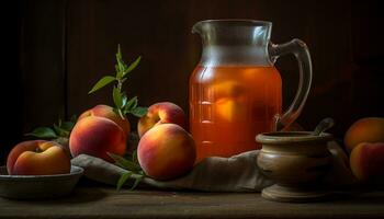 ai gerado frescor do verão bagas em uma de madeira mesa, uma gourmet deleite gerado de ai foto