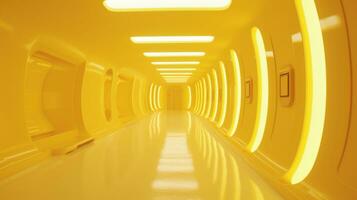 ai gerado esvaziar amarelo túnel. tecnologia futurista fundo. foto