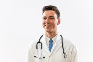 retrato do jovem bem sucedido médico sorridente foto