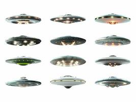 UFO coleção isolado em branco fundo com ai gerado. foto