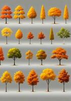 conjunto do outono árvores isolado em uma branco fundo. ai gerado foto