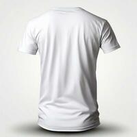 ai gerado em branco camiseta brincar, costas visualizar, frente visualizar, isolado em branco. foto