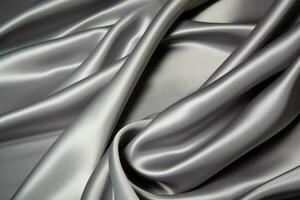 elegante cinzento seda tecido com uma sedoso brilho. textura, fundo, padronizar. ai generativo foto