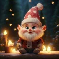 ai gerado fofa Natal gonks em a fundo do uma Natal cenário foto