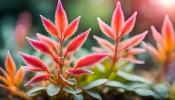 ai gerado vermelho plantas foto