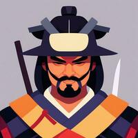 ai gerado samurai ícone avatar jogador grampo arte adesivo decoração simples fundo foto