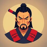 ai gerado samurai ícone avatar jogador grampo arte adesivo decoração simples fundo foto