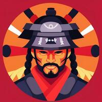 ai gerado samurai ícone avatar jogador grampo arte adesivo decoração simples fundo foto