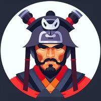 ai gerado samurai ícone avatar jogador grampo arte adesivo decoração simples fundo foto