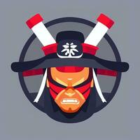 ai gerado samurai ícone avatar jogador grampo arte adesivo decoração simples fundo foto