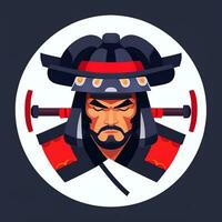 ai gerado samurai ícone avatar jogador grampo arte adesivo decoração simples fundo foto