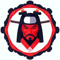ai gerado samurai ícone avatar jogador grampo arte adesivo decoração simples fundo foto