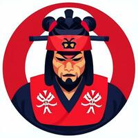 ai gerado samurai ícone avatar jogador grampo arte adesivo decoração simples fundo foto