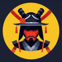 ai gerado samurai ícone avatar jogador grampo arte adesivo decoração simples fundo foto