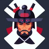 ai gerado samurai ícone avatar jogador grampo arte adesivo decoração simples fundo foto