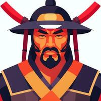 ai gerado samurai ícone avatar jogador grampo arte adesivo decoração simples fundo foto