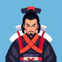 ai gerado samurai ícone avatar jogador grampo arte adesivo decoração simples fundo foto