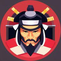 ai gerado samurai ícone avatar jogador grampo arte adesivo decoração simples fundo foto